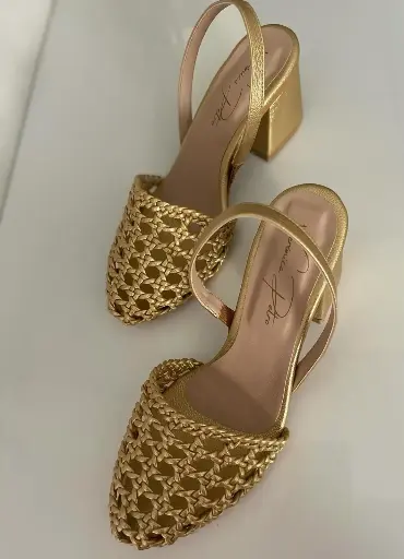 TACONES ALAHIA TEJIDO ARTESANAL COLOR ORO